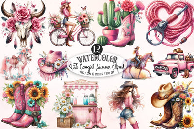 Pink Cowgirl Summer Clipart Sublimation SVGista 