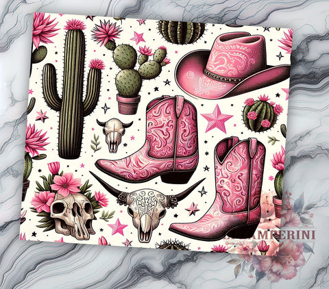 Pink Cowgirl Tumbler, Western Sublimation Wrap, 20oz Cowgirl Drinkware, Country Style Tumbler Design, Cowgirl Art, Rustic Western Wrap, Digital Download Sublimation Li Zamperini 