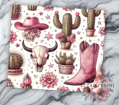 Pink Cowgirl Tumbler, Western Sublimation Wrap, 20oz Cowgirl Drinkware, Country Style Tumbler Design, Cowgirl Art, Rustic Western Wrap, Digital Download Sublimation Li Zamperini 