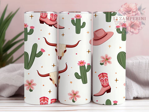 Pink Cowgirl Tumbler, Western Sublimation Wrap, 20oz Cowgirl Drinkware, Country Style Tumbler Design, Cowgirl Art, Rustic Western Wrap, Digital Download Sublimation Li Zamperini 