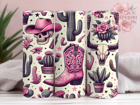 Pink Cowgirl Tumbler, Western Sublimation Wrap, 20oz Cowgirl Drinkware, Country Style Tumbler Design, Cowgirl Art, Rustic Western Wrap, Digital Download Sublimation Li Zamperini 