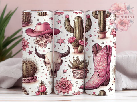 Pink Cowgirl Tumbler, Western Sublimation Wrap, 20oz Cowgirl Drinkware, Country Style Tumbler Design, Cowgirl Art, Rustic Western Wrap, Digital Download Sublimation Li Zamperini 