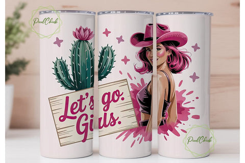Pink Cowgirl Tumbler Wrap 20oz Sublimation PixelChick 