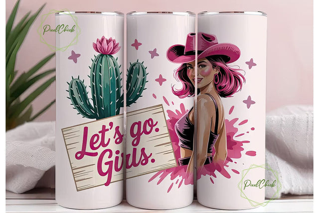 Pink Cowgirl Tumbler Wrap 20oz Sublimation PixelChick 