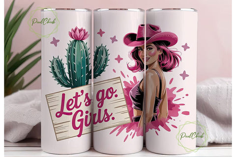 Pink Cowgirl Tumbler Wrap 20oz Sublimation PixelChick 
