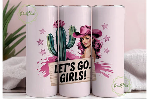 Pink Cowgirl Tumbler Wrap 20oz Sublimation PixelChick 