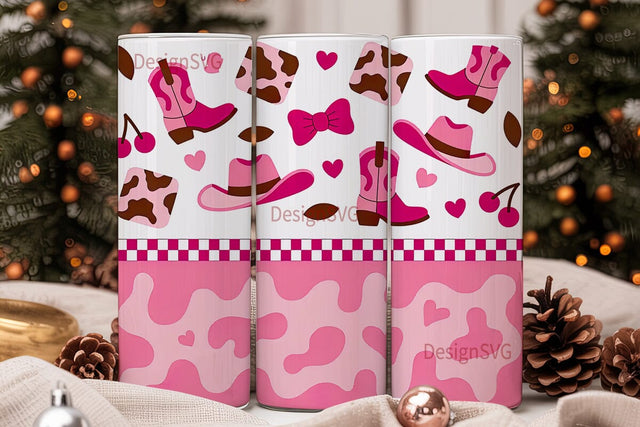 Pink Cowgirl Tumbler Wrap PNG Sublimation DesignSVG 