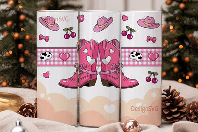 Pink Cowgirl Tumbler Wrap PNG Sublimation DesignSVG 