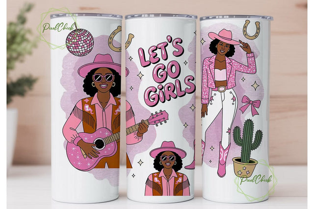 Pink Cowgirl Tumbler Wrap PNG Sublimation PixelChick 