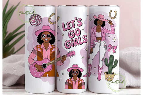 Pink Cowgirl Tumbler Wrap PNG Sublimation PixelChick 
