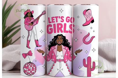 Pink Cowgirl Tumbler Wrap PNG Sublimation PixelChick 