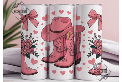 Pink Cowgirl Tumbler Wrap Sublimation sassyprint 