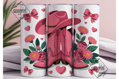 Pink Cowgirl Tumbler Wrap Sublimation sassyprint 