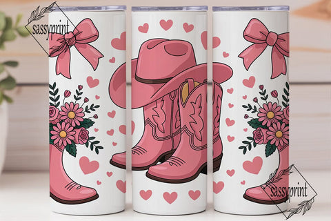 Pink Cowgirl Tumbler Wrap Sublimation sassyprint 
