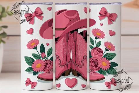 Pink Cowgirl Tumbler Wrap Sublimation sassyprint 