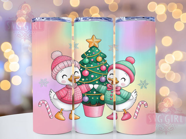 Pink Crochet Christmas Goose Tumbler, Cute Christmas Goose Wrap, Cozy Holiday Mug Design, Sublimation Wrap, Festive Drinkware, Winter Gift Idea, Sparkly Christmas Cup Sublimation SvggirlplusArt 