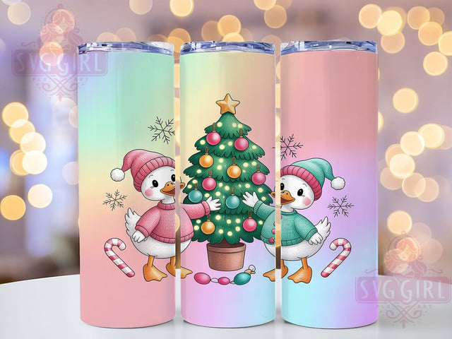 Pink Crochet Christmas Goose Tumbler, Cute Christmas Goose Wrap, Cozy Holiday Mug Design, Sublimation Wrap, Festive Drinkware, Winter Gift Idea, Sparkly Christmas Cup Sublimation SvggirlplusArt 