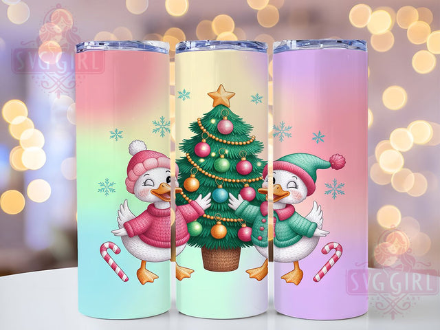 Pink Crochet Christmas Goose Tumbler, Cute Christmas Goose Wrap, Cozy Holiday Mug Design, Sublimation Wrap, Festive Drinkware, Winter Gift Idea, Sparkly Christmas Cup Sublimation SvggirlplusArt 