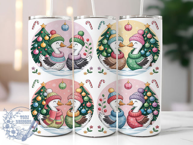 Pink Crochet Goose Tumbler Wrap, Christmas Goose Sublimation Design, Festive Crochet Art, 20oz Holiday Tumbler, Whimsical Goose Mug, Stylish Christmas Cup, Cozy Goose Wrap Sublimation ToriDesigns 