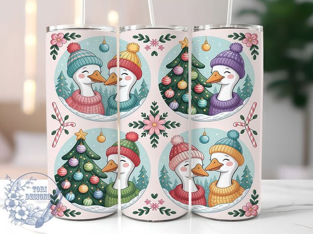 Pink Crochet Goose Tumbler Wrap, Christmas Goose Sublimation Design, Festive Crochet Art, 20oz Holiday Tumbler, Whimsical Goose Mug, Stylish Christmas Cup, Cozy Goose Wrap Sublimation ToriDesigns 