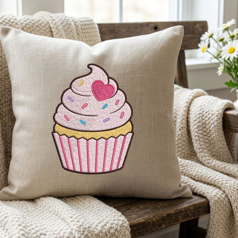 Pink Cupcake Embroidery Design – Cute Heart Cupcake Sprinkles Valentine Birthday Machine Embroidery File Embroidery/Applique DESIGNS PatternFeed8 