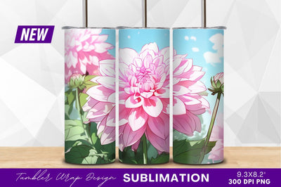 Pink dahlia blossoms in sunlight tumbler png Sublimation Regulrcrative 