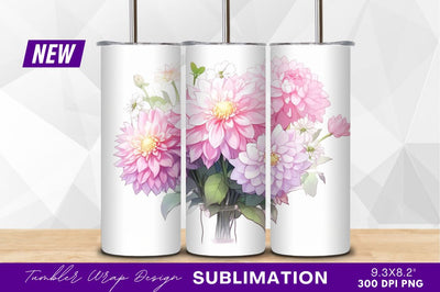 Pink dahlia bouquet in tumbler png Sublimation Regulrcrative 
