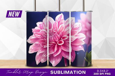 Pink dahlia flower artistic render tumbler png Sublimation Regulrcrative 