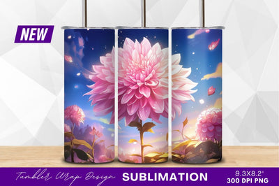 Pink dahlia flower with blue sky background Sublimation Regulrcrative 