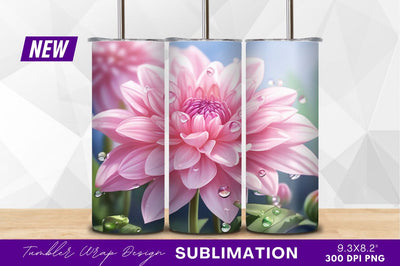 Pink dahlia flower with water droplets Sublimation Regulrcrative 