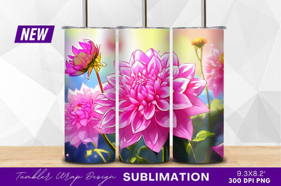 Pink dahlia flowers blooming in garden setting Sublimation Regulrcrative 