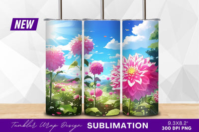 Pink dahlia flowers in a summer garden Sublimation Regulrcrative 
