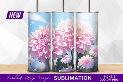 Pink dahlia flowers with blue sky background Sublimation Regulrcrative 