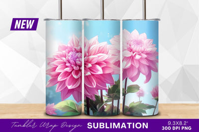 Pink dahlias against a blue sky background Sublimation Regulrcrative 