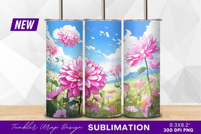 Pink dahlias blooming in a flower field Sublimation Regulrcrative 