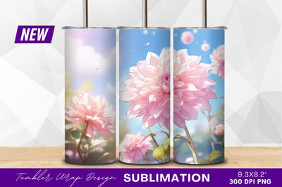 Pink dahlias in bloom tumbler png Sublimation Regulrcrative 