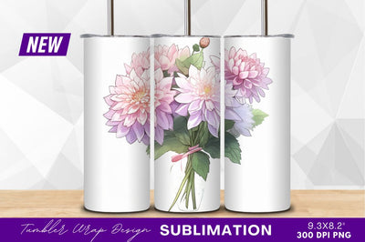 Pink dahlias in tumbler png illustration Sublimation Regulrcrative 