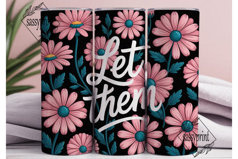 Pink Daisy Floral 20oz Tumbler Wrap Sublimation sassyprint 