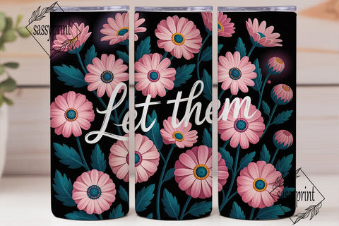 Pink Daisy Floral 20oz Tumbler Wrap Sublimation sassyprint 