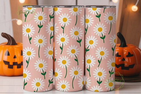 Pink Daisy Tumbler Wrap PNG Sublimation PixelChick 