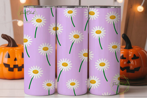 Pink Daisy Tumbler Wrap PNG Sublimation PixelChick 