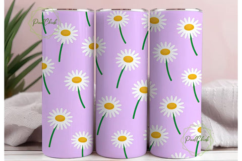 Pink Daisy Tumbler Wrap PNG Sublimation PixelChick 
