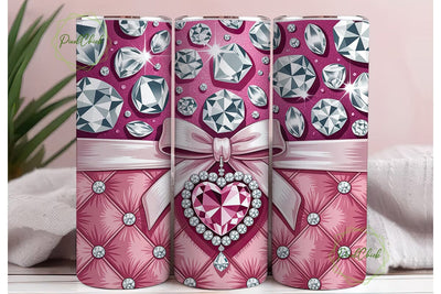 Pink Diamond Bow 20oz Tumbler Wrap Sublimation PixelChick 