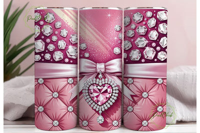 Pink Diamond Bow 20oz Tumbler Wrap Sublimation PixelChick 