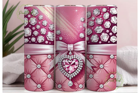 Pink Diamond Bow 20oz Tumbler Wrap Sublimation PixelChick 