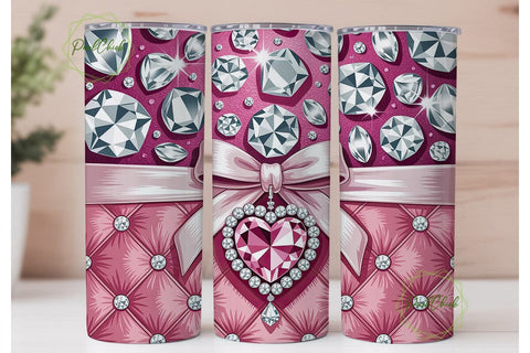 Pink Diamond Bow 20oz Tumbler Wrap Sublimation PixelChick 