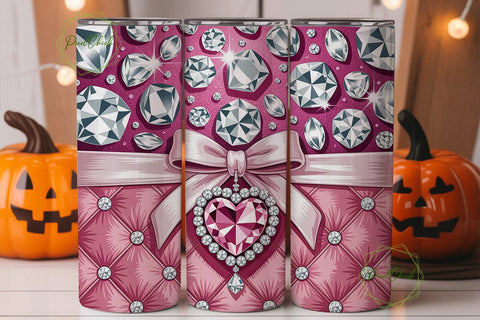 Pink Diamond Bow 20oz Tumbler Wrap Sublimation PixelChick 