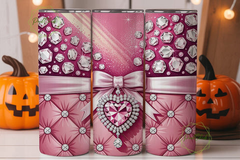 Pink Diamond Bow 20oz Tumbler Wrap Sublimation PixelChick 