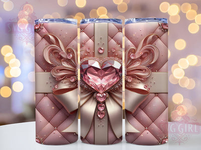 Pink Diamond Bow Tumbler, Diamond Glitter Wrap, Luxury Bow Cup, 20oz Sublimation Wrap, Stylish Gemstone Design Tumbler, Artistic Diamond Bow Cup, Elegant Pink Glam Theme Wrap Sublimation SvggirlplusArt 