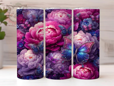 Pink Diamond Butterfly 20oz Tumbler, Glitter Diamond Cup Wrap, Sparkly Butterfly Design, Sublimation Tumbler Wrap, 20Oz Tumbler Design, Artistic Glitter Cup, Stylish Diamond Butterfly Wrap Sublimation Lara' s Designs 